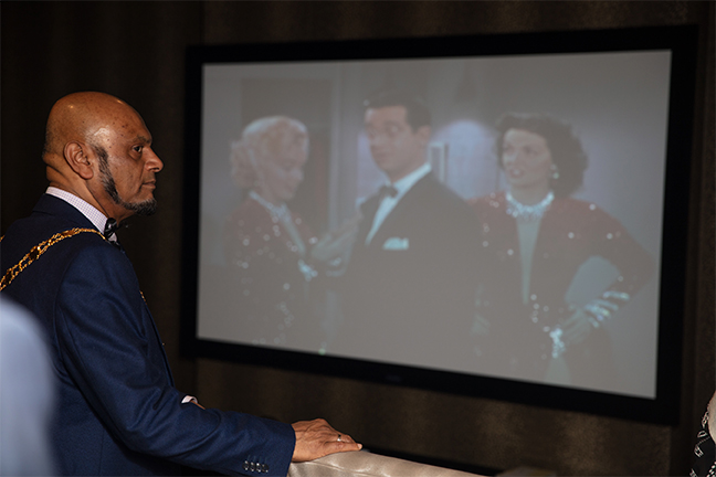 Mayor in Cinema Room at Care Home Opening